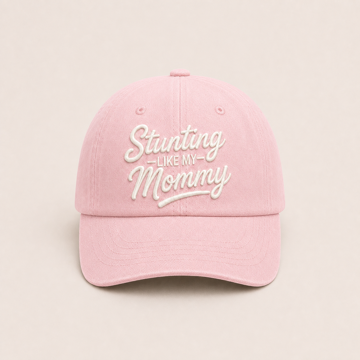 Stunting Like My Mommy kids hat in pink, front view